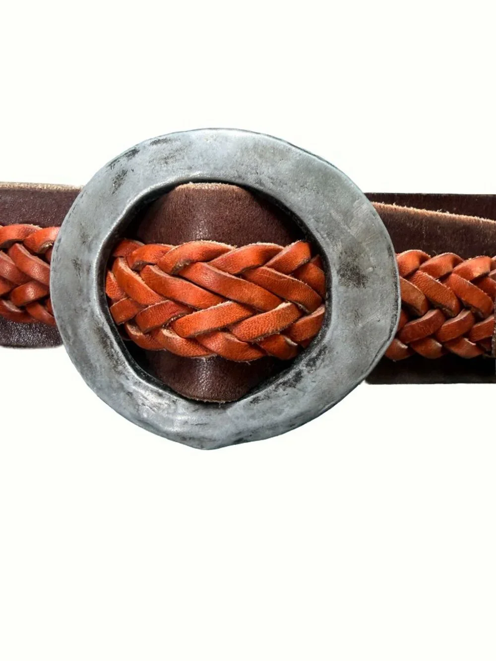 Unbranded Braided Leather Cinch Belt – Boho Western Oval Buckle, 38